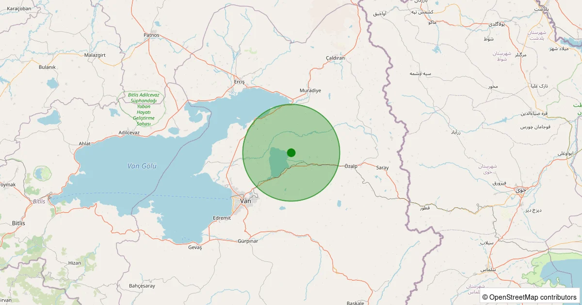 10 Ekim 2025 saat 06:22 - İpekyolu - Karagündüz - 2.00ml depreminin harita gösterimi