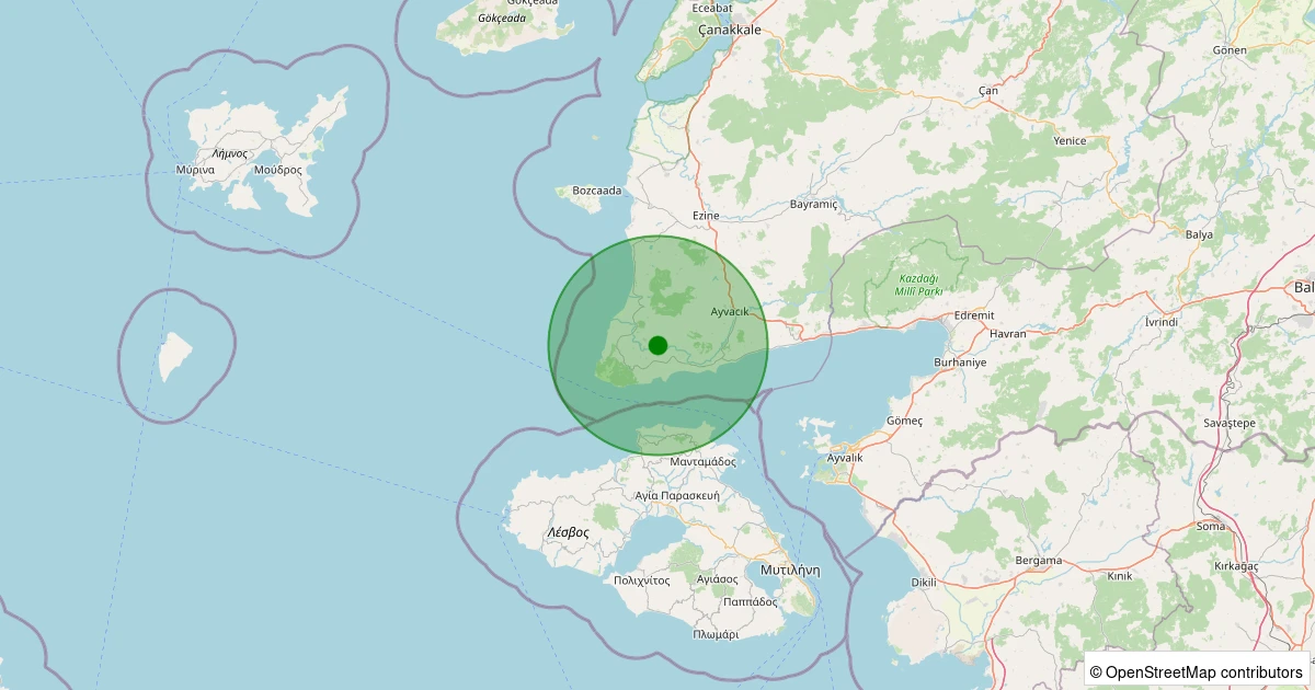 13 Kasım 2025 saat 20:15 - Ayvacık - Tamış Köyü - 2.20ml depreminin harita gösterimi