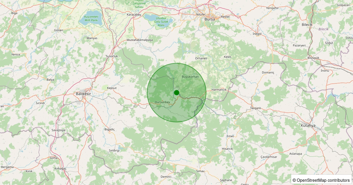 13 Kasım 2025 saat 21:22 - Dursunbey - Bayıryüzügüney - 1.30ml depreminin harita gösterimi