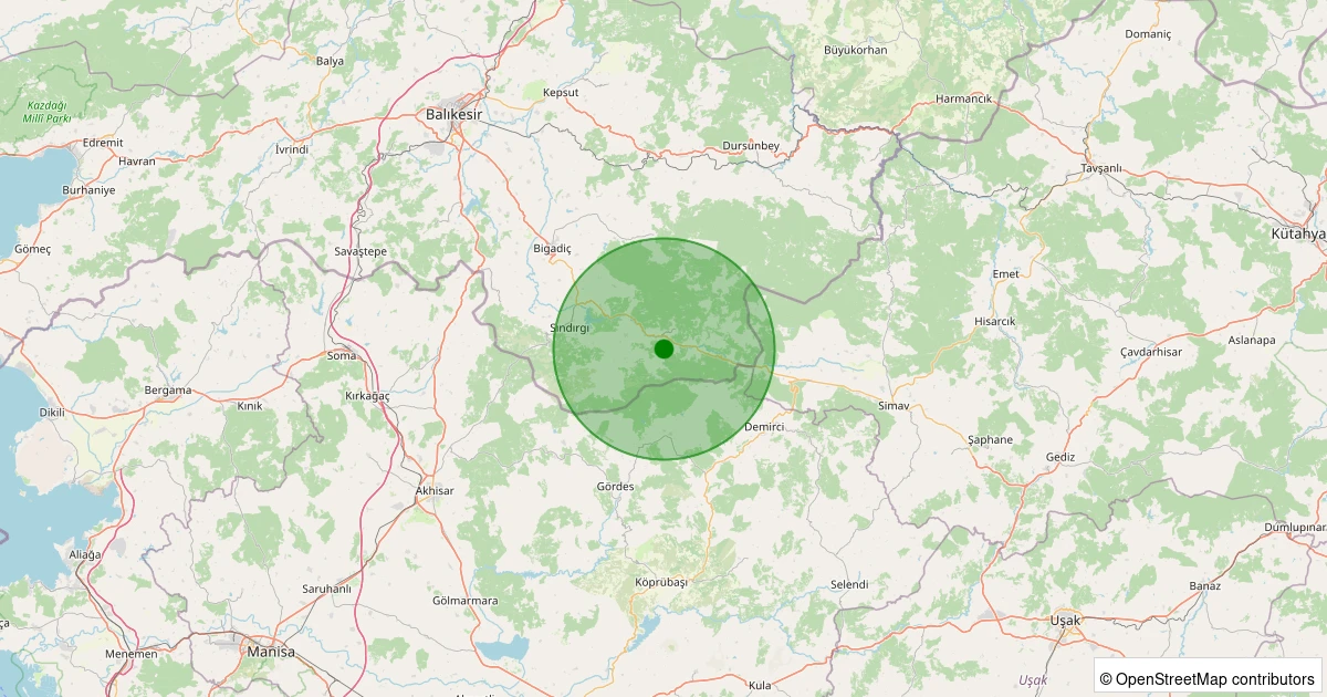 13 Kasım 2025 saat 23:48 - Sındırgı - Çıkrıkçı - 1.40ml depreminin harita gösterimi