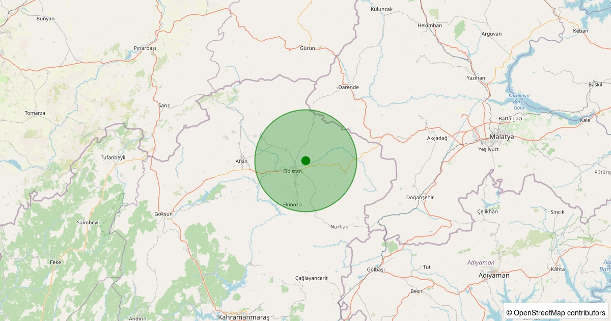 13 Kasım 2025 saat 23:56 - Elbistan - Çıtlık Köyü - 1.80ml depreminin harita gösterimi