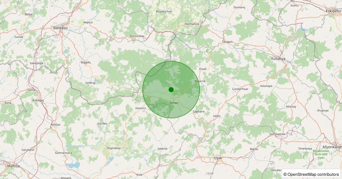10 Ekim 2025 saat 07:43 - Simav - Hamzabey - 1.90ml depreminin harita gösterimi