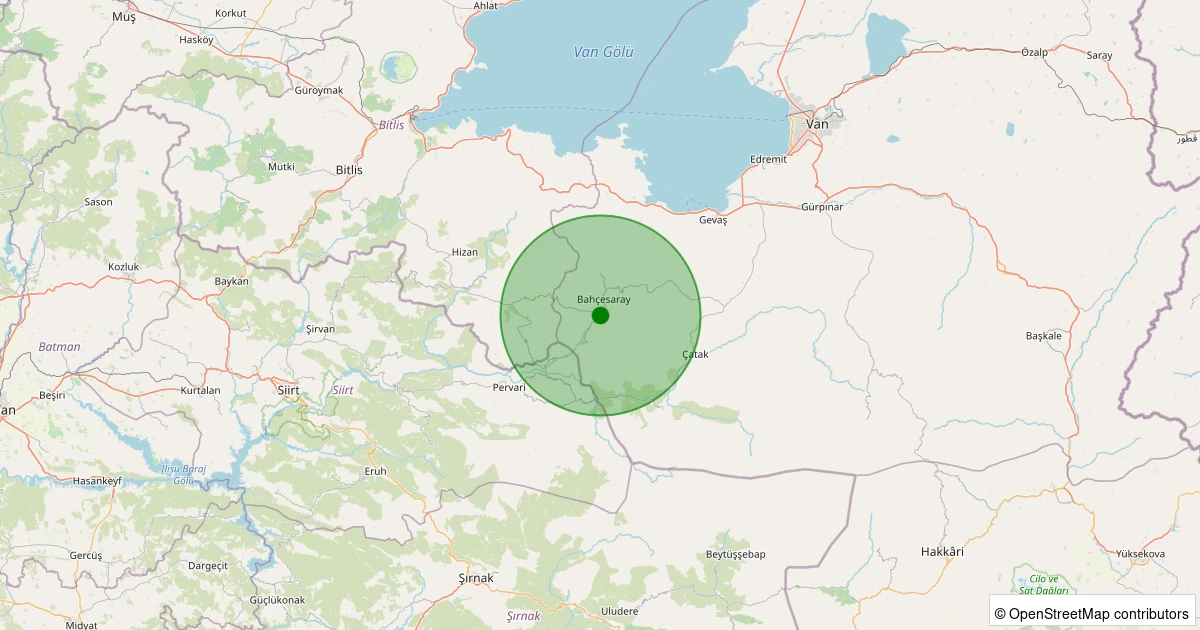 14 Kasım 2025 saat 02:38 - Bahçesaray - Cevizlibelen - 2.70ml depreminin harita gösterimi
