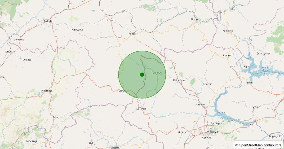 14 Kasım 2025 saat 02:50 - Gürün - Eskihamal Köyü - 1.80ml depreminin harita gösterimi