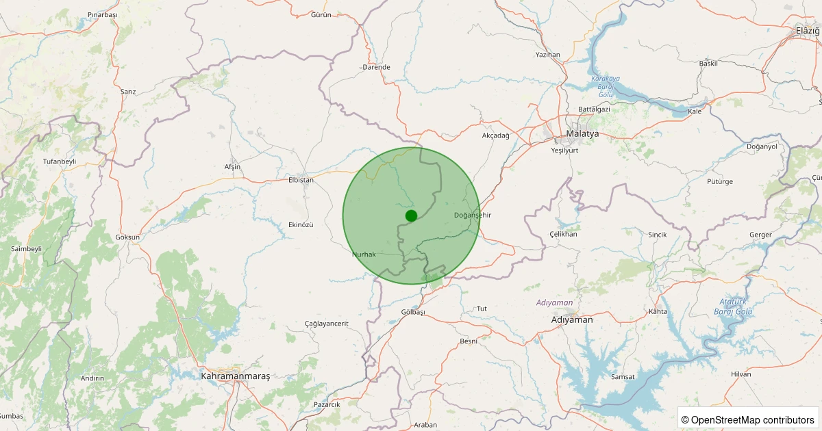 14 Kasım 2025 saat 02:50 - Elbistan - Tapkırankale Köyü - 1.00ML depreminin harita gösterimi