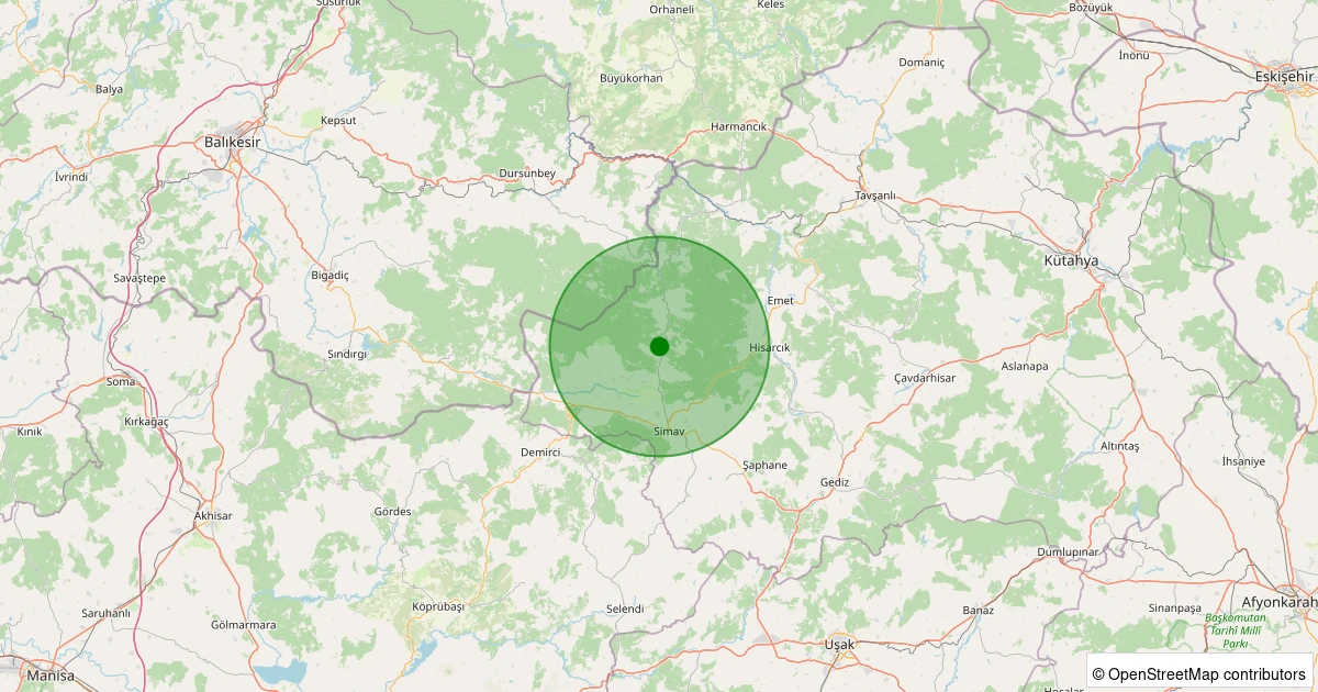 14 Kasım 2025 saat 06:09 - Simav - Yeniler Köyü - 1.80ml depreminin harita gösterimi