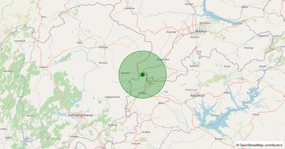14 Kasım 2025 saat 07:00 - Doğanşehir - Bıçakçı - 1.40ml depreminin harita gösterimi