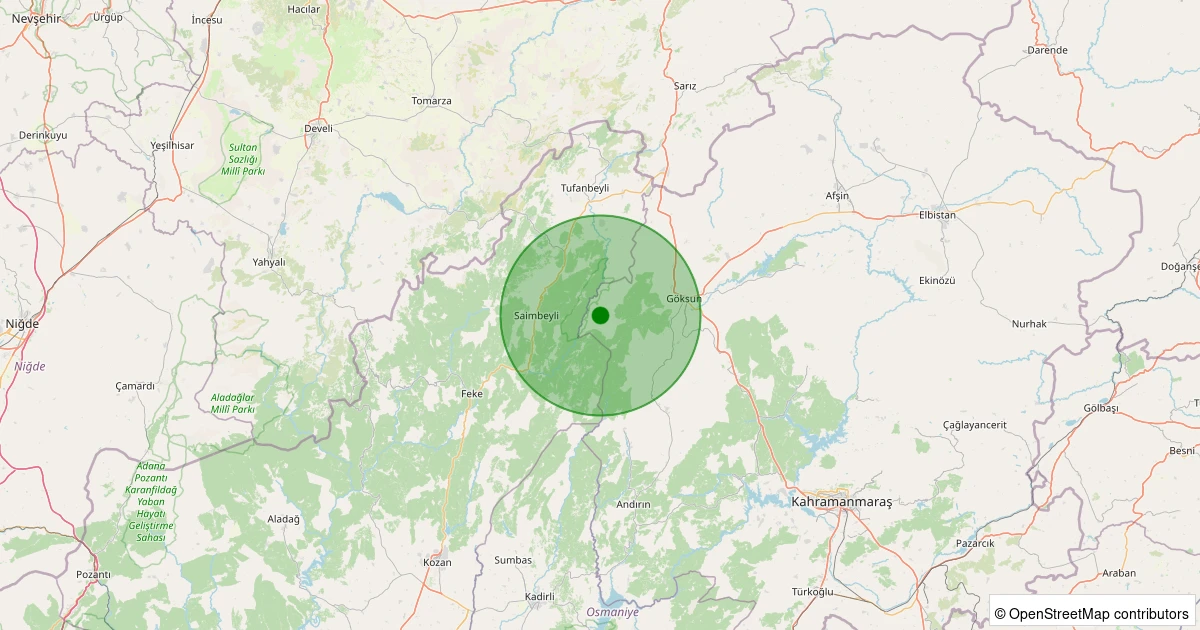 14 Kasım 2025 saat 08:12 - Göksun - Kaleboynu - 1.20ml depreminin harita gösterimi