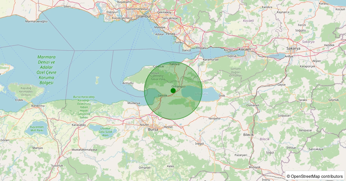 14 Kasım 2025 saat 12:13 - Orhangazi - Gedelek - 1.20ml depreminin harita gösterimi
