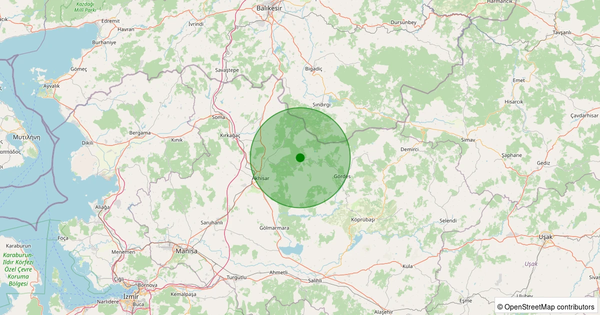 14 Kasım 2025 saat 12:15 - Akhisar - Kömürcü Köyü - 0.90ml depreminin harita gösterimi