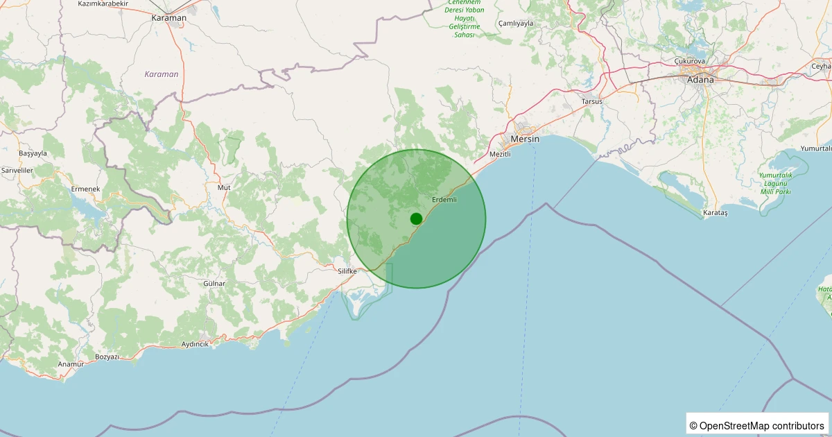 14 Kasım 2025 saat 12:20 - Erdemli - Kumkuyu Tırtar - 1.90ml depreminin harita gösterimi