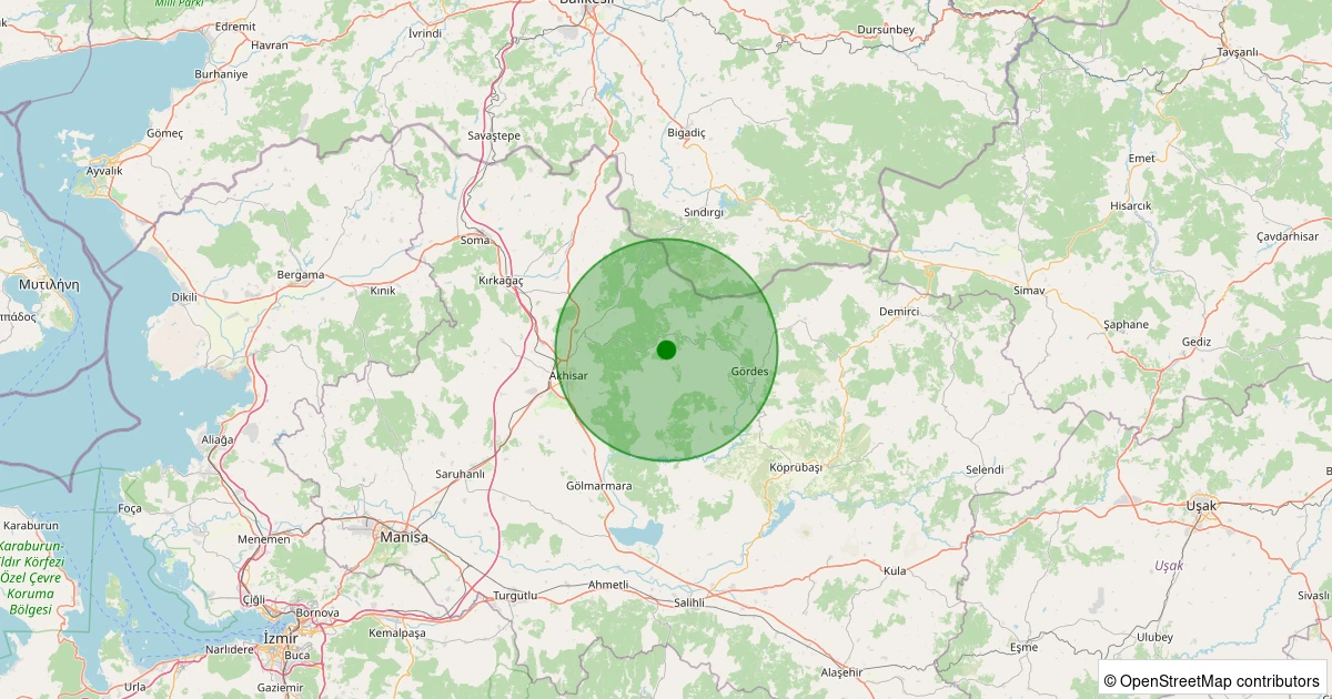 14 Kasım 2025 saat 12:16 - Akhisar - Hamit Köyü - 1.00ml depreminin harita gösterimi