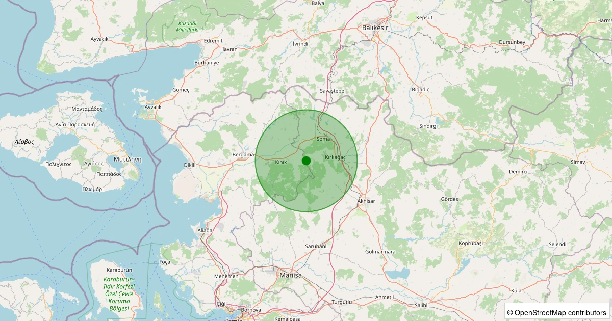 14 Kasım 2025 saat 12:39 - Kınık - Arpaseki - 1.30ml depreminin harita gösterimi