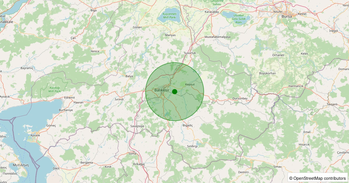 14 Kasım 2025 saat 13:12 - Altıeylül - Köylüköy - 0.90ML depreminin harita gösterimi