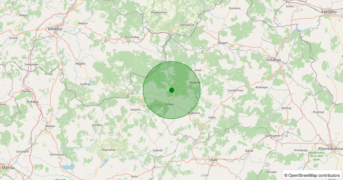 10 Ekim 2025 saat 09:20 - Simav - Eğirler Köyü - 0.70ml depreminin harita gösterimi