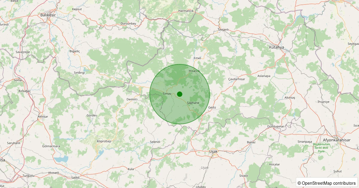 10 Ekim 2025 saat 09:24 - Simav - Şenköy Köyü - 0.50ml depreminin harita gösterimi