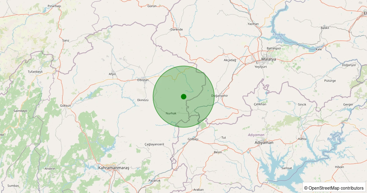 14 Kasım 2025 saat 04:37 - Elbistan - Karahasanuşağı Köyü - 0.70ml depreminin harita gösterimi