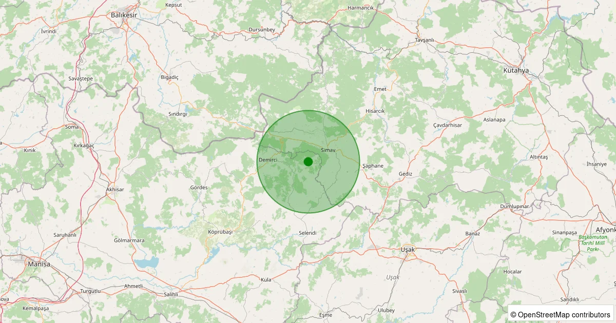 10 Ekim 2025 saat 09:54 - Demirci - İrişler - 0.90ml depreminin harita gösterimi