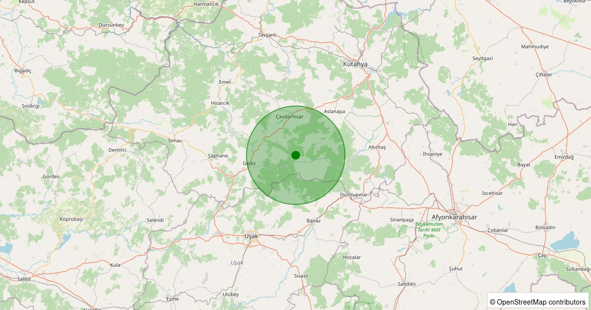 14 Kasım 2025 saat 20:42 - Gediz - Cebrail-Fatih Köyü - 1.70ml depreminin harita gösterimi