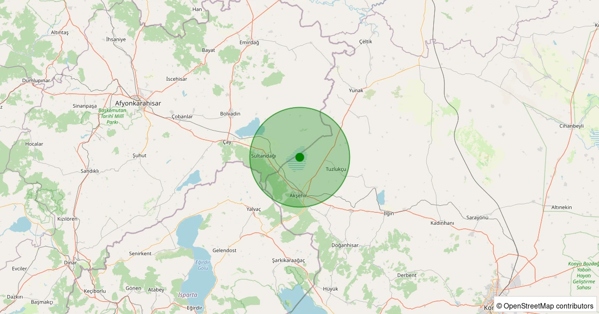 14 Kasım 2025 saat 21:40 - Akşehir - 1.00ml depreminin harita gösterimi