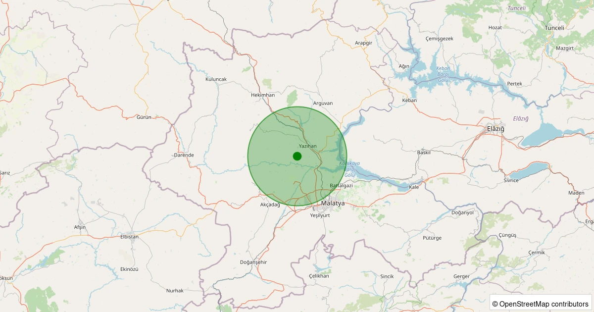 15 Kasım 2025 saat 01:14 - Yazıhan - Mısırdere - 1.40ml depreminin harita gösterimi