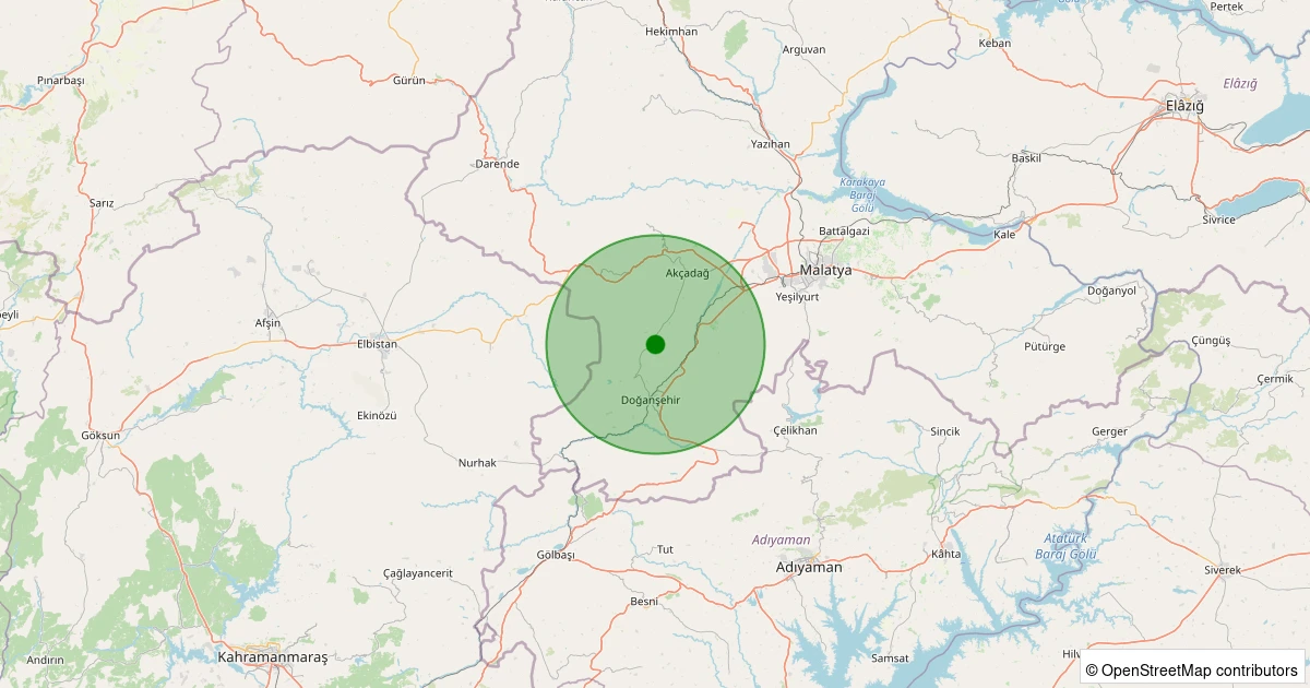 15 Kasım 2025 saat 02:20 - Doğanşehir - Karaterzi - 2.70ml depreminin harita gösterimi