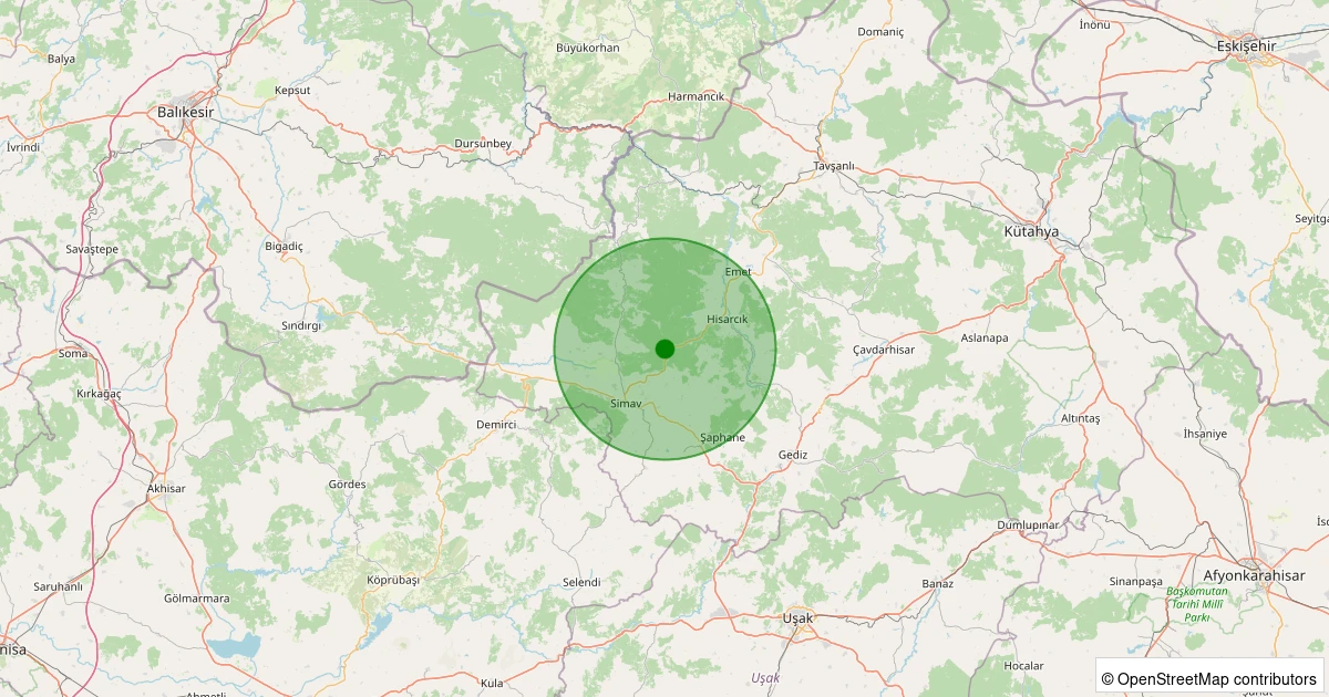 15 Kasım 2025 saat 02:35 - Hisarcık - Tokat Köyü - 1.40ml depreminin harita gösterimi