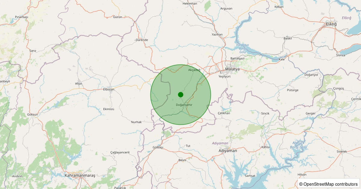 15 Kasım 2025 saat 02:57 - Doğanşehir - Polat - 1.90ml depreminin harita gösterimi