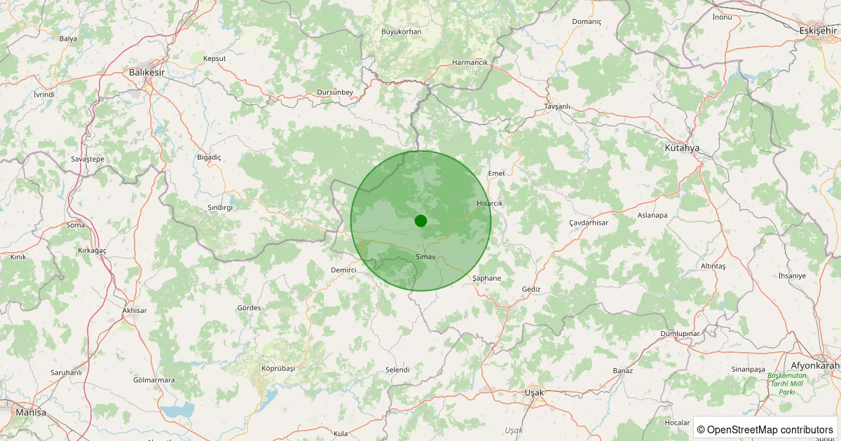 10 Ekim 2025 saat 11:23 - Simav - Hamzabey - 0.70ml depreminin harita gösterimi