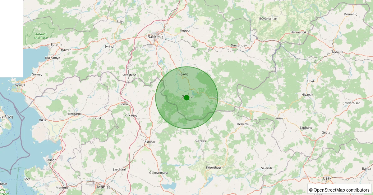 10 Ekim 2025 saat 11:20 - Sındırgı - Camikebir - 1.00ml depreminin harita gösterimi