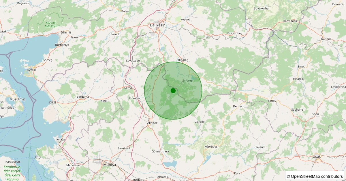 15 Kasım 2025 saat 05:03 - Akhisar - 1.10ml depreminin harita gösterimi