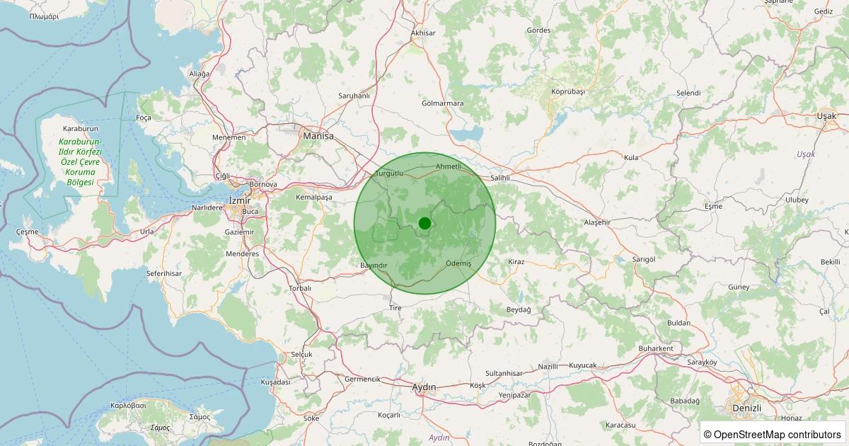 15 Kasım 2025 saat 05:19 - Turgutlu - Dağ Marmara - 1.30ML depreminin harita gösterimi