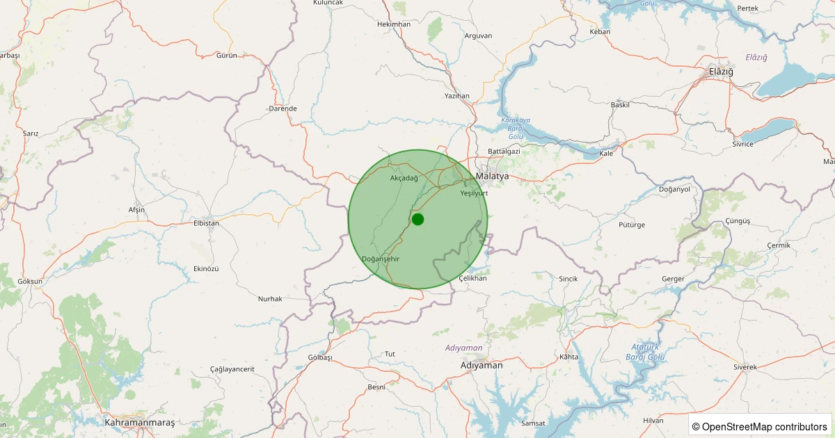 15 Kasım 2025 saat 06:27 - Yeşilyurt - Oluklu - 1.50ml depreminin harita gösterimi