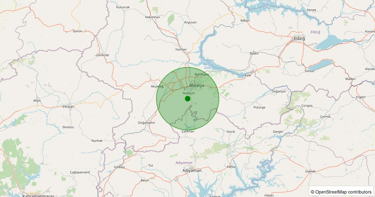 15 Kasım 2025 saat 06:10 - Yeşilyurt - Kadiruşağı - 1.00ML depreminin harita gösterimi
