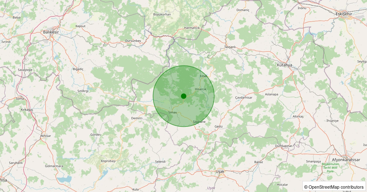 15 Kasım 2025 saat 07:40 - Hisarcık - Karaağıl Köyü - 1.30ml depreminin harita gösterimi