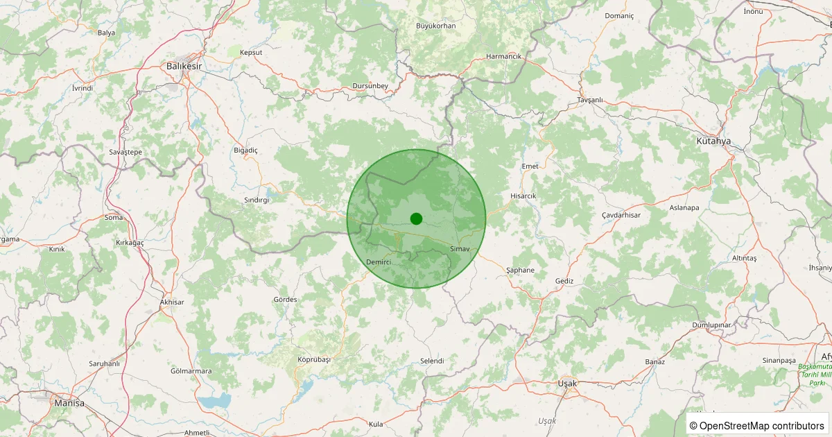 10 Ekim 2025 saat 11:55 - Simav - Efir Köyü - 1.20ml depreminin harita gösterimi