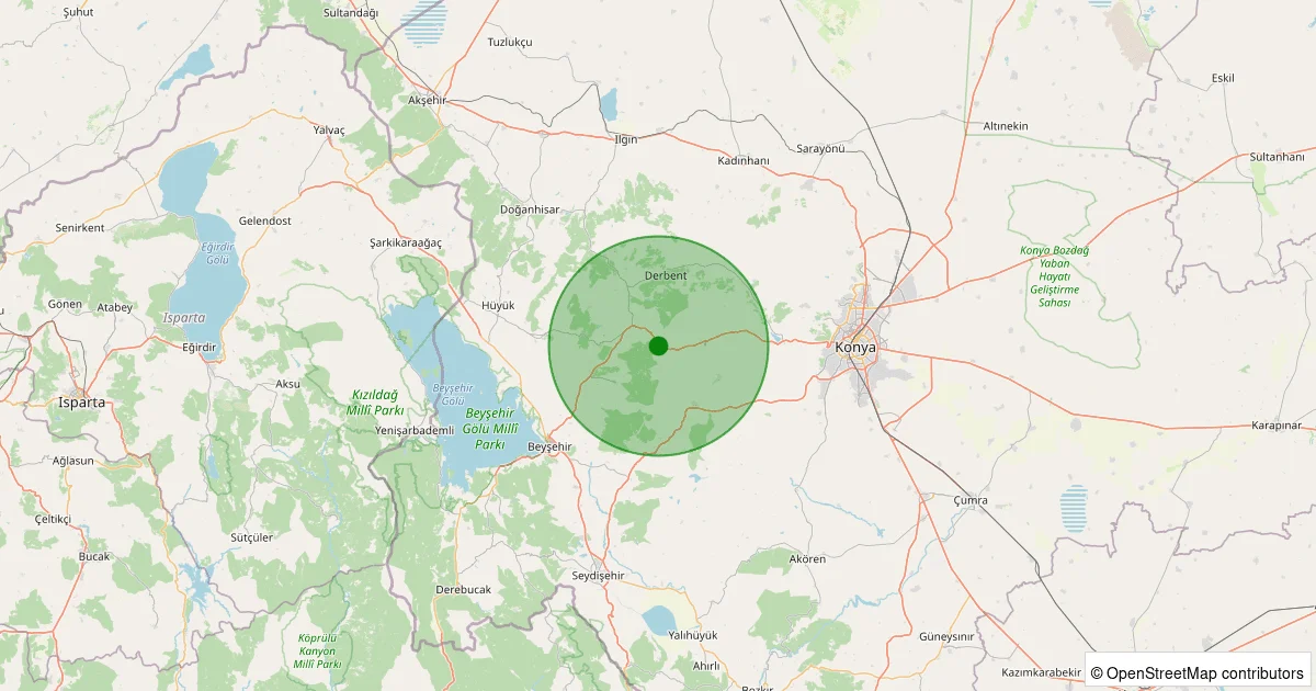 10 Ekim 2025 saat 12:24 - Meram - Kızılören - 1.10ML depreminin harita gösterimi