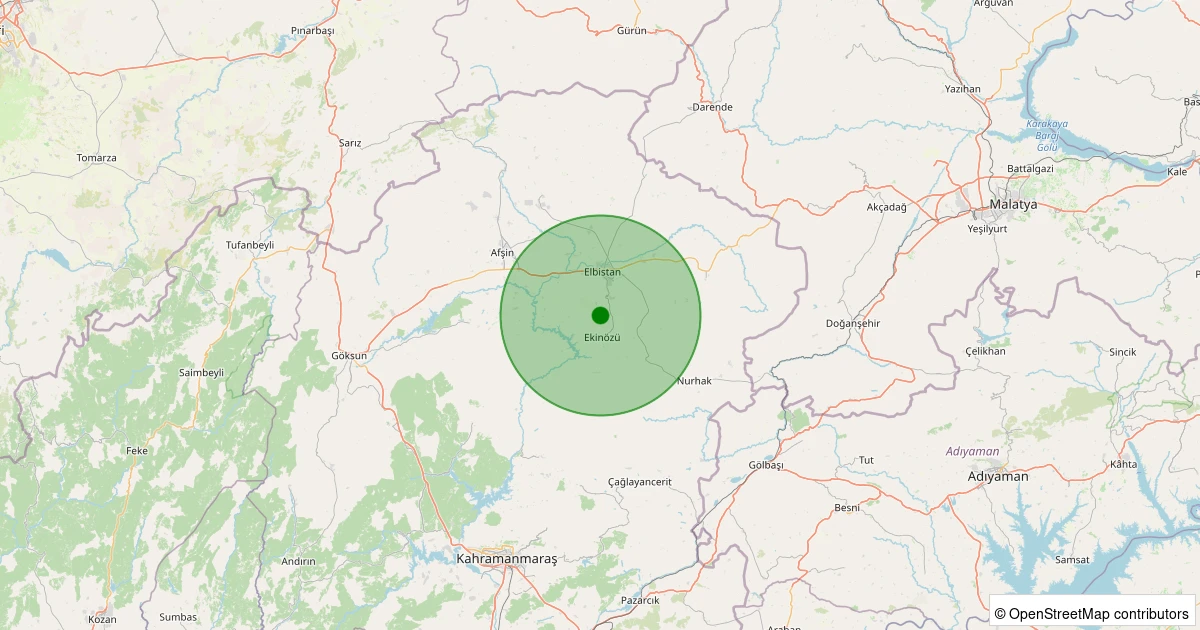 16 Kasım 2025 saat 01:58 - Ekinözü - 1.20ml depreminin harita gösterimi