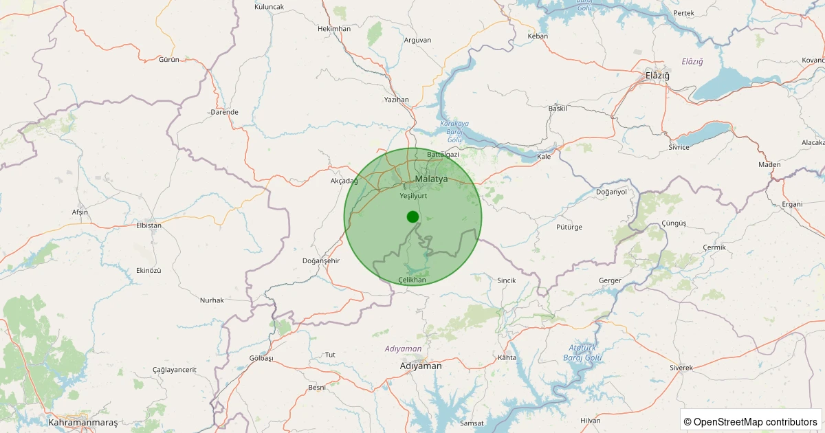 16 Kasım 2025 saat 01:49 - Yeşilyurt - Kadiruşağı - 1.00ml depreminin harita gösterimi
