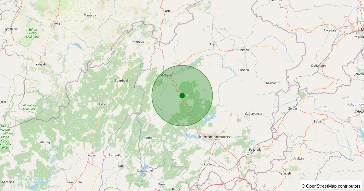 16 Kasım 2025 saat 02:12 - Onikişubat - Döngel - 1.50ml depreminin harita gösterimi