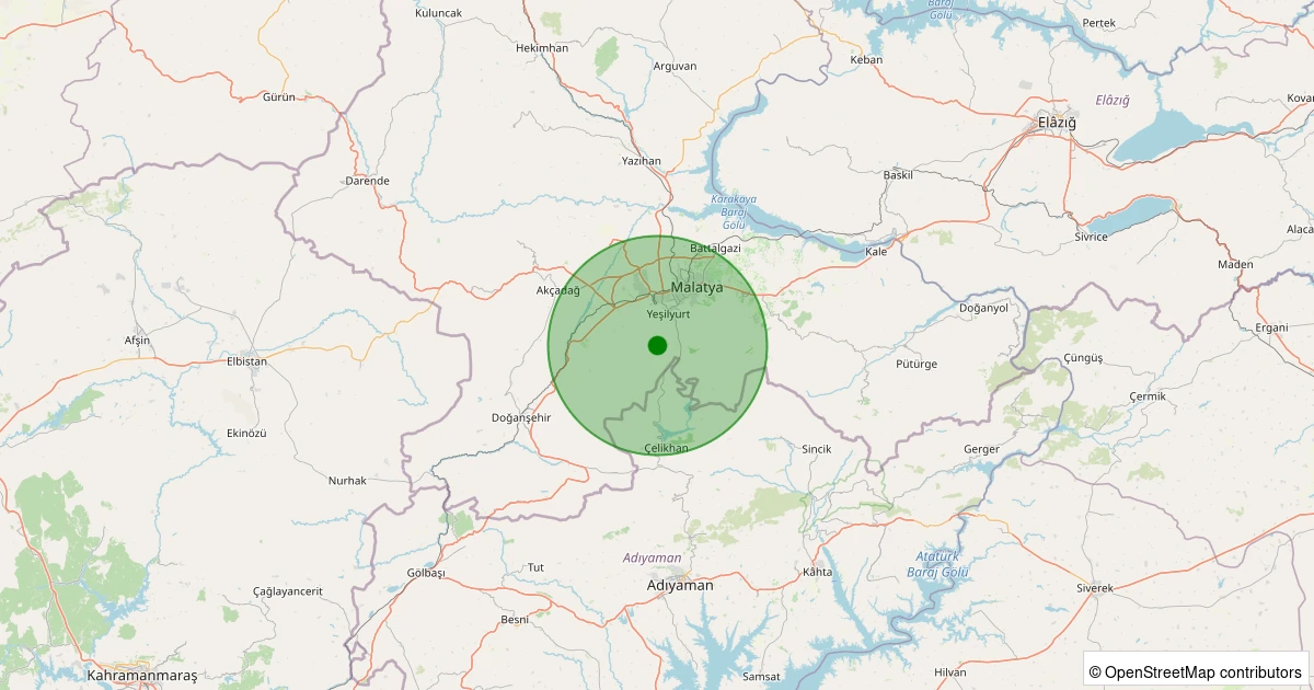 16 Kasım 2025 saat 02:11 - Yeşilyurt - Kadiruşağı - 1.30ml depreminin harita gösterimi