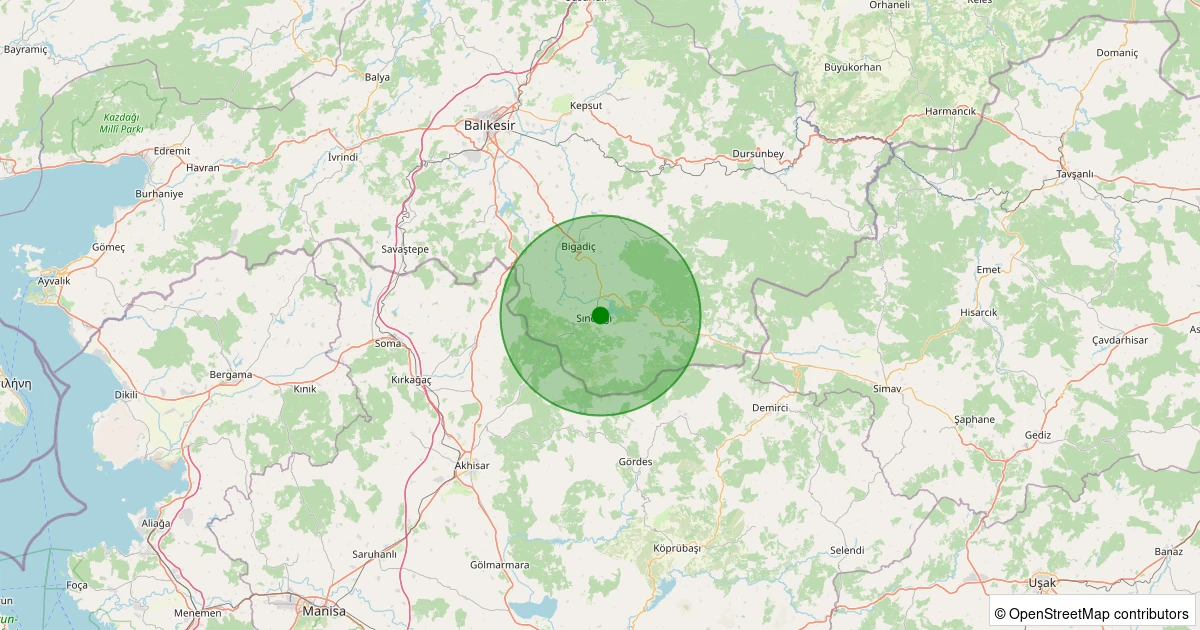16 Kasım 2025 saat 03:58 - Sındırgı - Çavdaroğlu - 1.10ml depreminin harita gösterimi