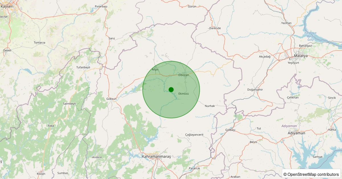 16 Kasım 2025 saat 03:30 - Ekinözü - 1.10ml depreminin harita gösterimi