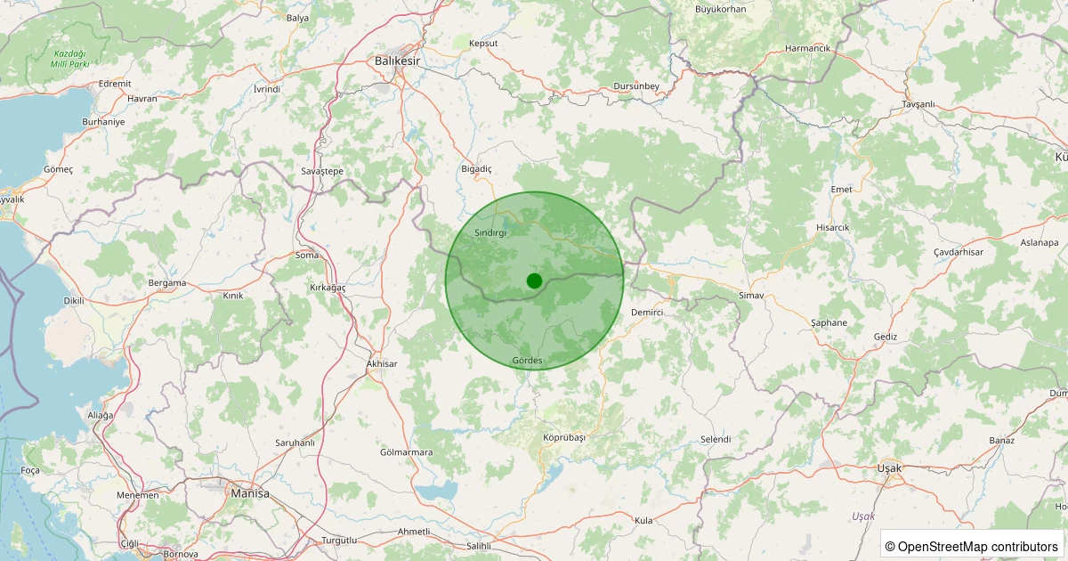 16 Kasım 2025 saat 04:21 - Sındırgı - Yüreğil/Merkez - 1.00ml depreminin harita gösterimi