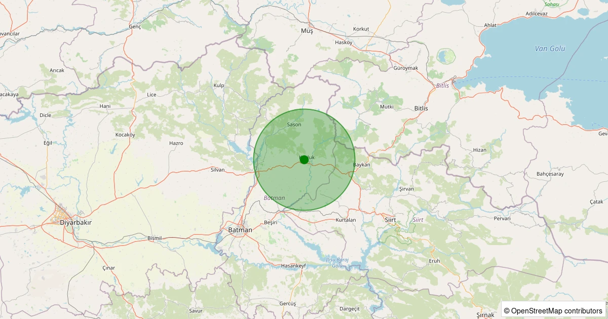 16 Kasım 2025 saat 05:29 - Kozluk - Pınarbaşı - 1.40ml depreminin harita gösterimi