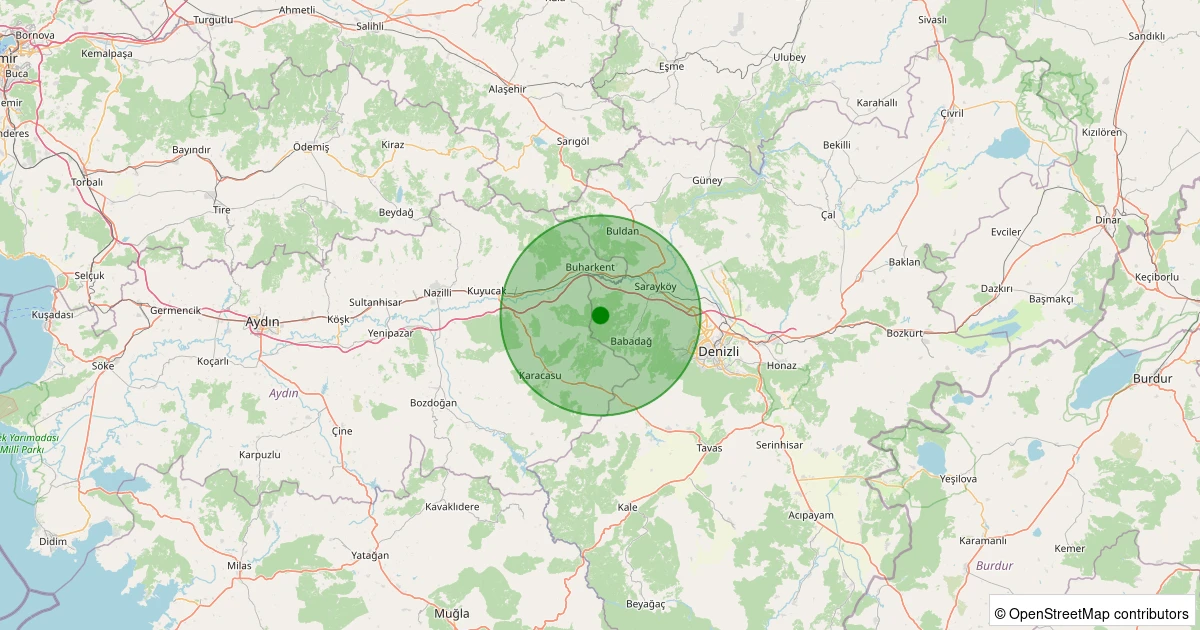 16 Kasım 2025 saat 08:58 - Sarayköy - Yeşilyurt Köyü - 1.40ml depreminin harita gösterimi
