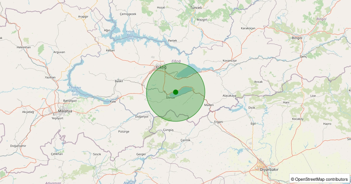 16 Kasım 2025 saat 18:06 - Sivrice - Güney Köyü - 1.20ml depreminin harita gösterimi