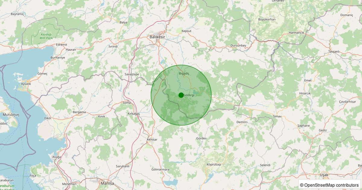 16 Kasım 2025 saat 20:03 - Sındırgı - Kozlu - 1.50ml depreminin harita gösterimi