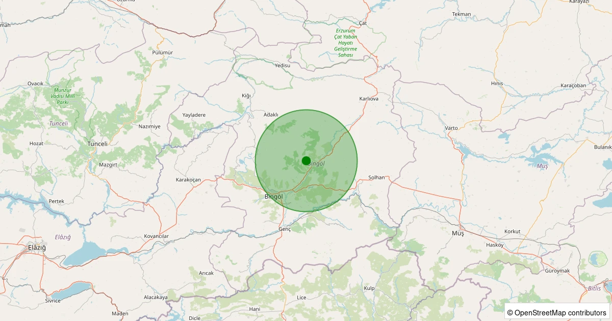 16 Kasım 2025 saat 20:09 - Merkez - Yenibaşlar Afet Köyü - 1.30ml depreminin harita gösterimi