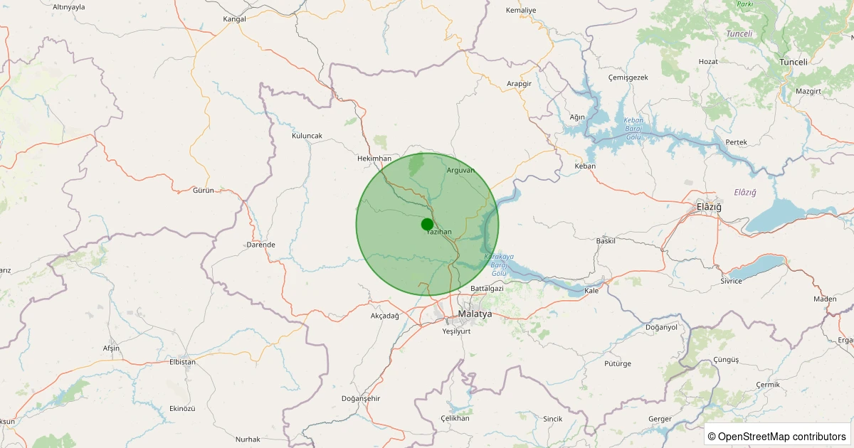 16 Kasım 2025 saat 23:41 - Yazıhan - Fethiye - 1.20ml depreminin harita gösterimi